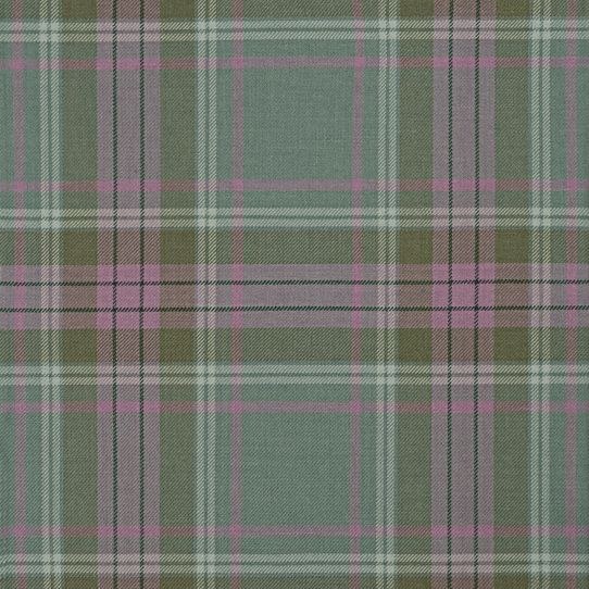 Close-up of the Spirit of Scotland Weathered tartan in sage green, olive, dusty pink, and lavender